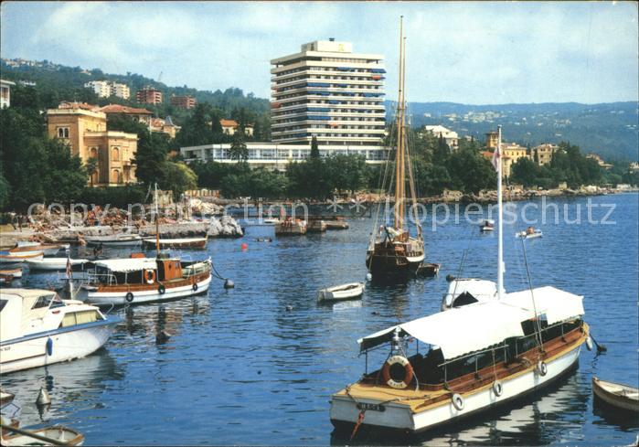 Opatija Abbazia Hafen Schiffe Hotel Ambasador