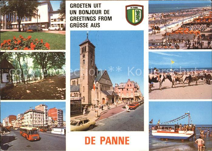 De Panne Teilansichten Kirche Strand Reiten Boot Wappen