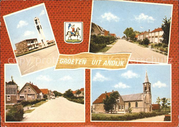 Andijk Raadhuis Rathaus Kirche Strassenpartie Wappen