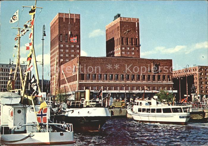 Oslo Norwegen Radhuset City Hall Boote
