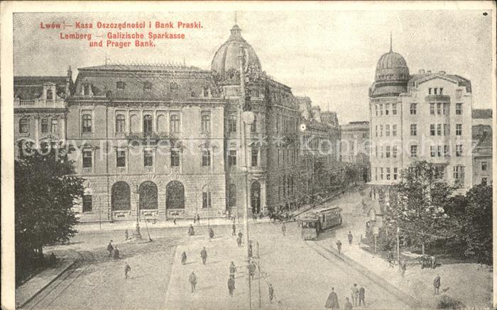 Lemberg Lwow Lviv Galizische Sparkasse und Prager Bank St