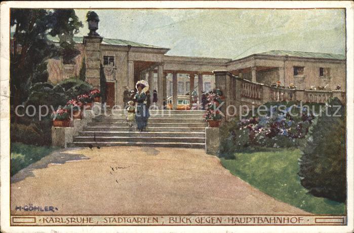 Karlsruhe Baden Stadtgarten Kuenstlerkarte H. Goehler