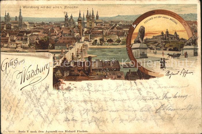 WueRZBURG Bayern Alte Bruecke Festung neue Bruecke