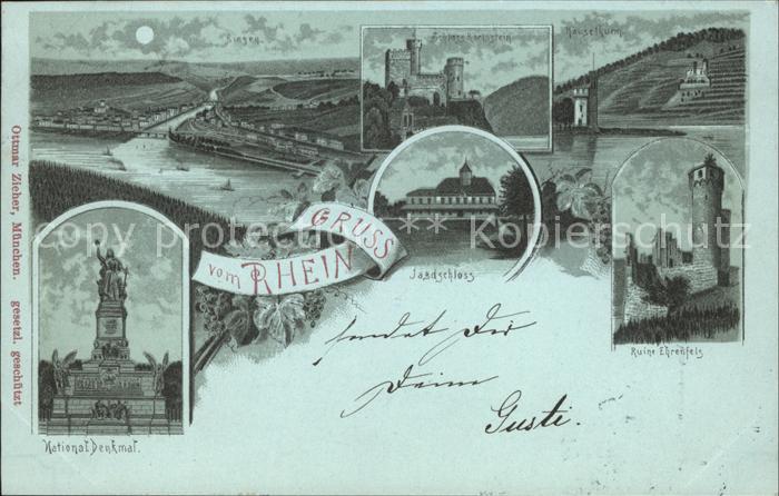 Ruedesheim Rhein National-Denkmal Ruine Ehrenfels Jagdschloss Bingen