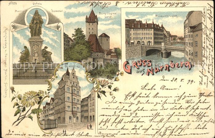 NueRNBERG CITY Museumbruecke Martin Behaim-Denkmal Topplerhaus