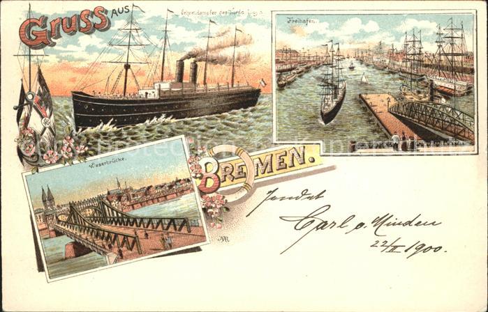 BREMEN  CITY Schnelldampfer Freihafen Weserbruecke