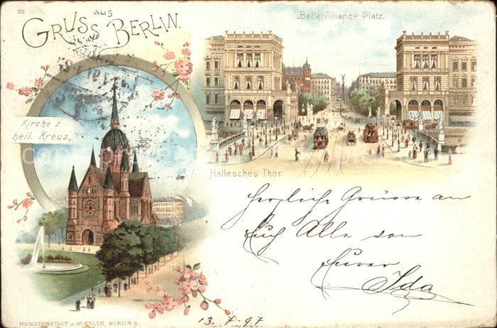 BERLIN  CITY Belle-Alliance-Platz Hallsches Thor Litho