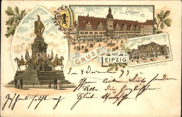 LEIPZIG Sachsen Rathaus Sieges-Denkmal Boerse Litho