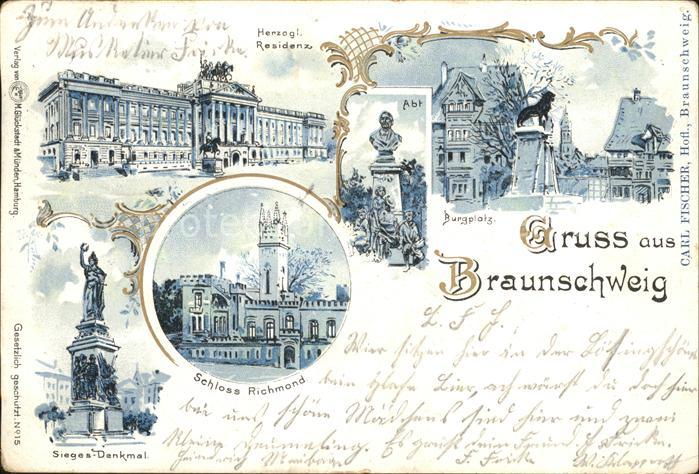 BRAUNSCHWEIG  CITY Residenz Burgplatz Schloss Richmond Litho
