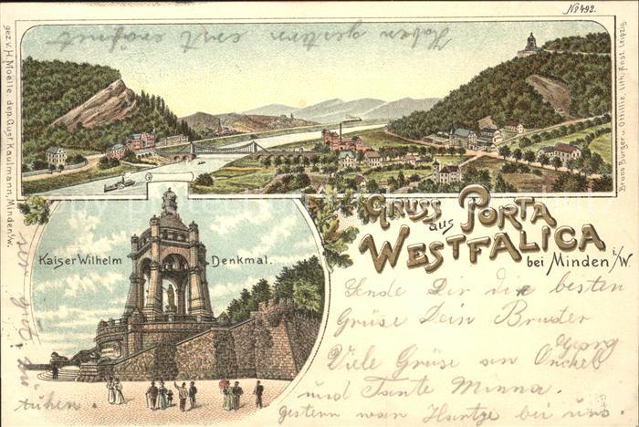 Porta Westfalica Minden Kaiser WIlhelm-Denkmal Litho