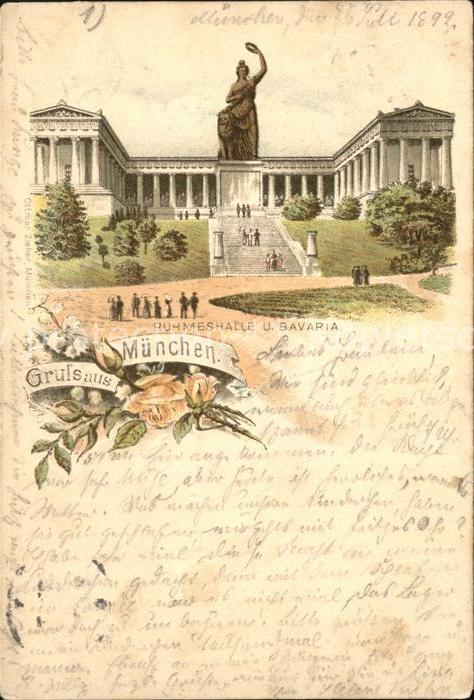 Muenchen Bayern Ruhmeshalle Bavaria Litho