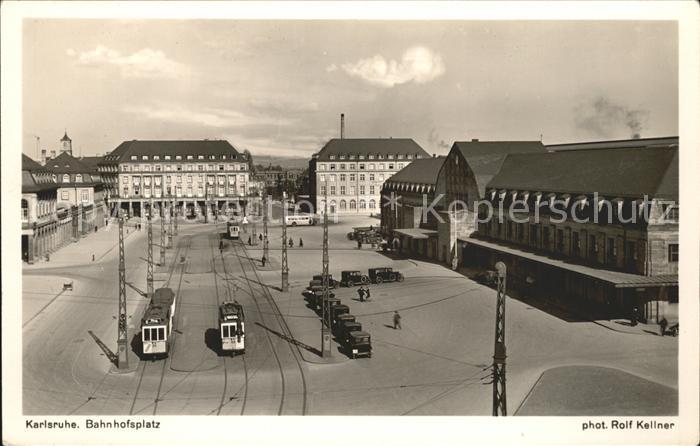 Foto Kellner Rolf Nr. 4112 Karlsruhe Bahnhofsplatz Strassenba