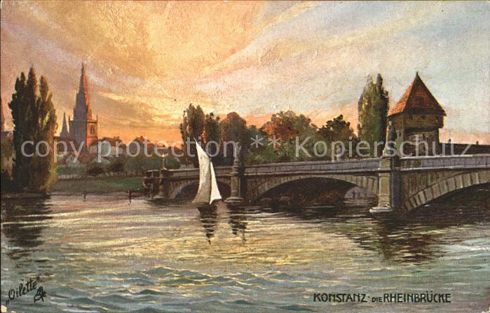 Verlag Tucks Oilette Nr. 685 B Konstanz Rheinbrücke