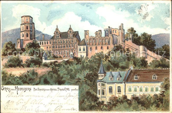 Heidelberg Neckar Schloss Blick vom Hotel Prinz Carl