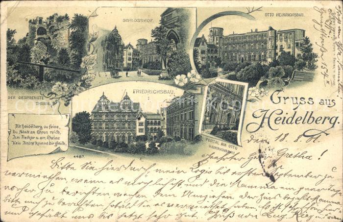Heidelberg Neckar Gesprengte Turm Schlosshof Friedrichsbau Otto Heinrichsbau