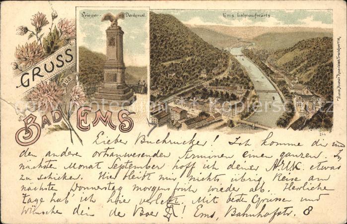 Bad Ems Lahn Kriegerdenkmal Panorama