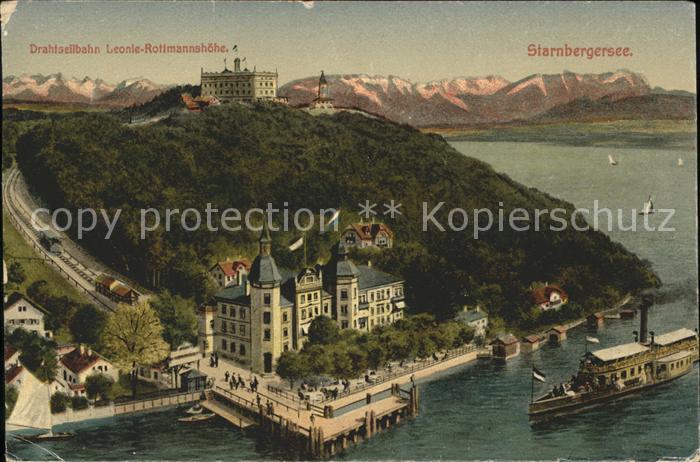 Starnbergersee Drahtseilbahn Leonie Rottmannshoehe Dampfer Alpenpanorama