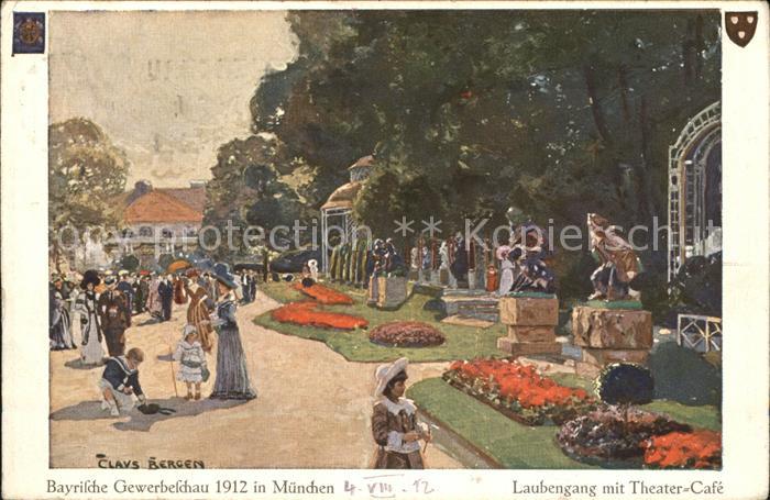 Muenchen Bayern Laubengang Theater Cafe Bayrische Gewerbeschau Amtliche Postkart