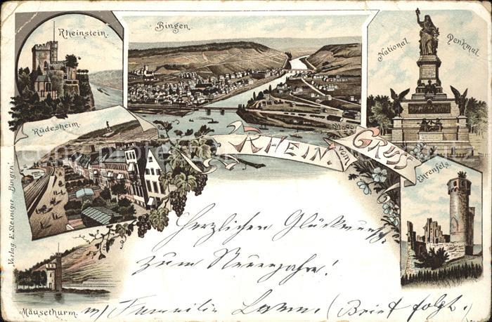Bingen Rhein Burg Rheinstein Ruedesheim Nationaldenkmal Ehrenfels Maeuseturm