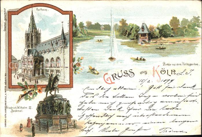 Koeln Rhein Volksgarten Rathaus Friedrich Wilhelm Denkmal