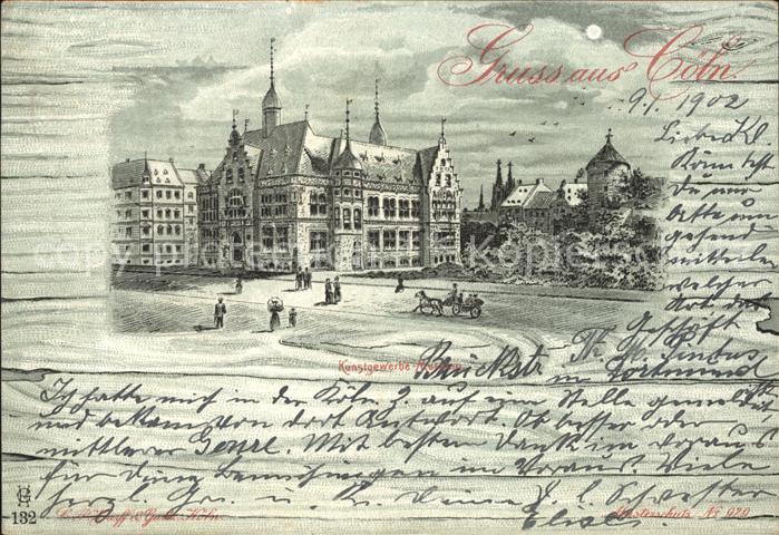 Coeln Rhein Kunstgewerbe Museum im Mondschein