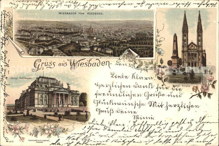 Wiesbaden Panorama Blick vom Neroberg Kirche Koenigliches Hoftheater