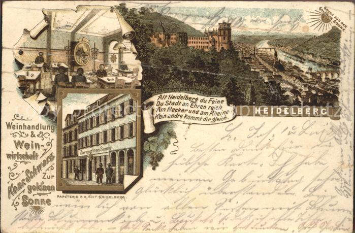 Heidelberg Neckar Weinhandlung Schwarz Goldene Sonne Schloss Gedicht