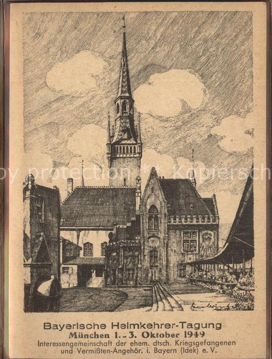 Muenchen Bayern Petersbergl Kirche Bayerische Heimkehrer Tagung 1949 Kuenstlerka
