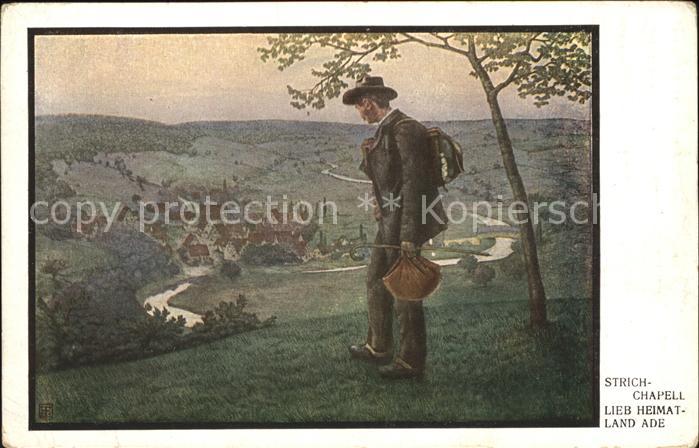 Kuenstlerkarte Strich Chapell Lieb Heimatland Ade Nr. 38