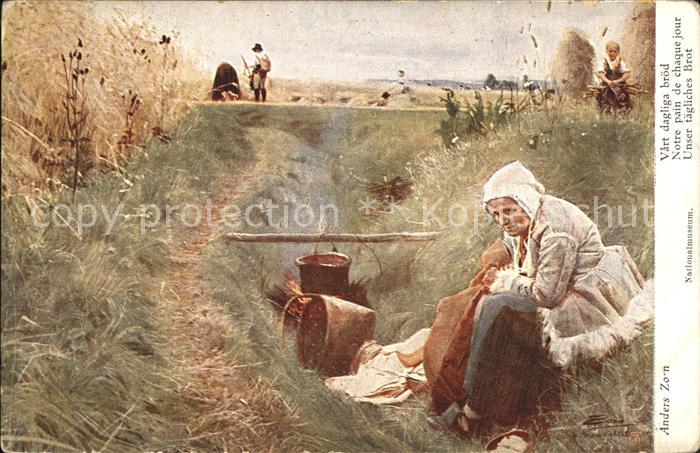 Kuenstlerkarte Anders Zorn Unser taegliches Brot Landwirtschaft