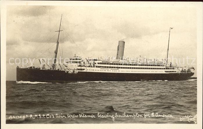 Dampfer Oceanliner R.M.S.P. Andes Southampton