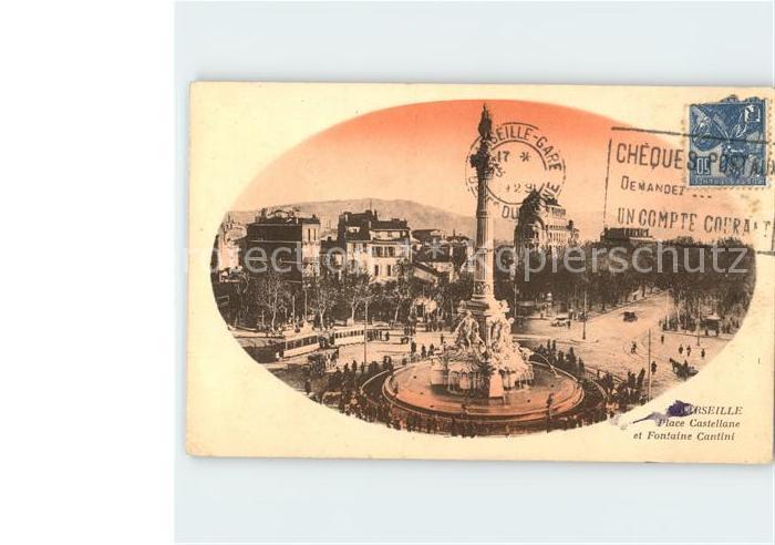 Marseille Bouches-du-Rhone Place Castellane Fontaine Cantini Stemp