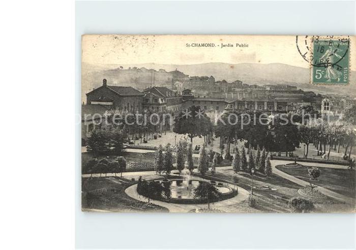 Saint-Chamond Jardin Public Stempel auf AK