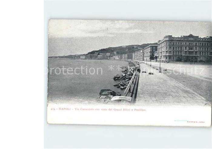 Napoli Neapel Via Caracciolo con vista del Grand Hotel e Posillipo