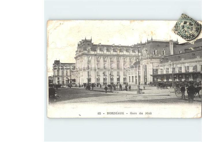 Bordeaux Gare du Midi Stempel auf AK