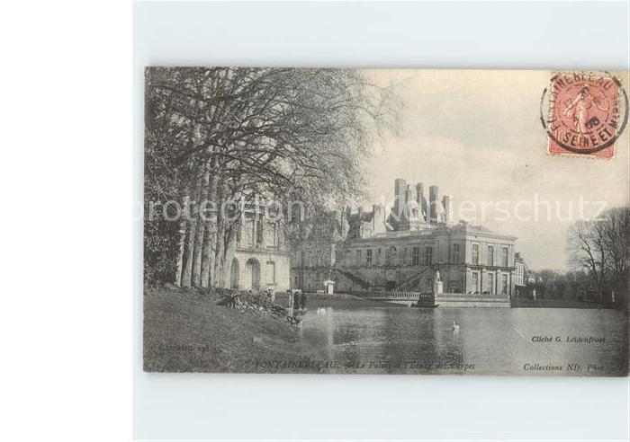 Fontainebleau Seine et Marne Palais et l'Etang des Carpes Stempel au