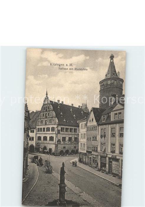Kitzingen Main Rathaus mit Marktplatz Brunnen