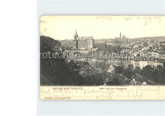 Teplitz-Schoenau Teplice Blick nach dem Gymnasium Bahnpost