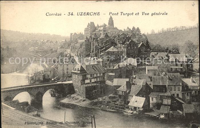 Uzerche Pont Turgot Chateau vue generale