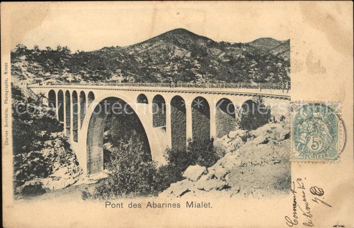 Mialet Gard Pont des Abarines Stempel auf AK