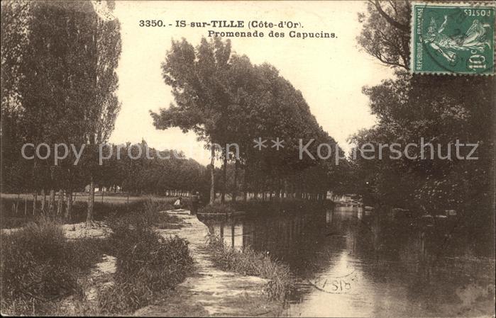 Is-sur-Tille Promenade des Capucins Stempel auf AK