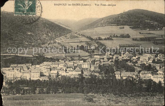 Bagnols-les-Bains Vue panoramique Stempel auf AK