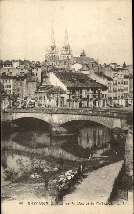Bayonne 64 Vue sur la Nive Cathedrale
