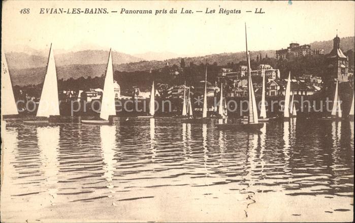 Evian-les-Bains Haute Savoie Panorama pris du Lac Regates Voiliers