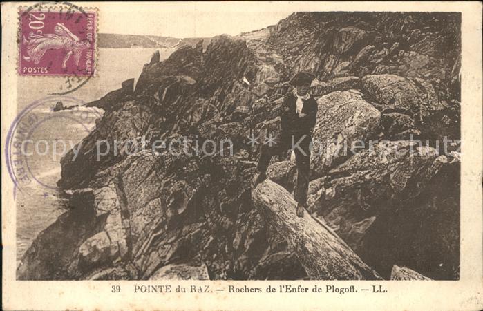 Pointe du Raz Rochers de l'Enfer de Plogoff Stempel auf AK