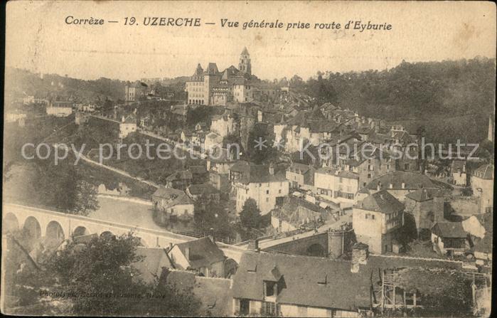 Uzerche Vue generale prise route d_Eyburie Chat