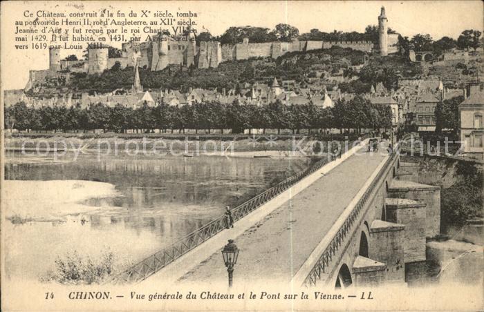 Chinon Indre et Loire Chateau et Pont sur la Vienne Histoire