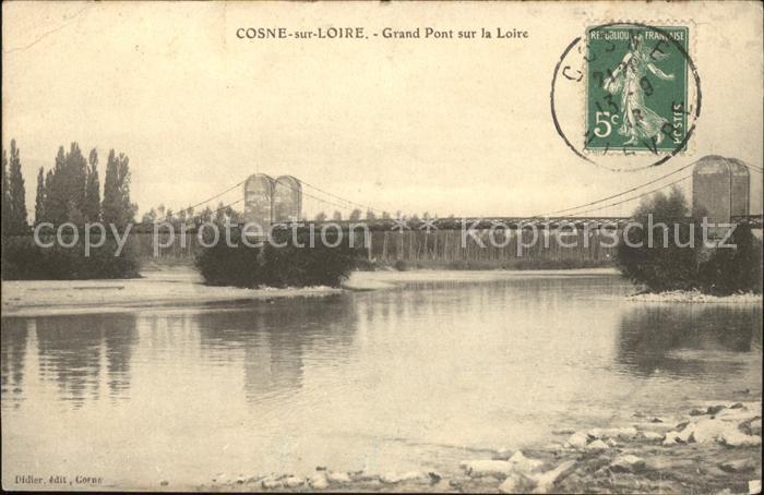 Cosne-Cours-sur-Loire Grand Pont sur la Loire Stempel auf AK