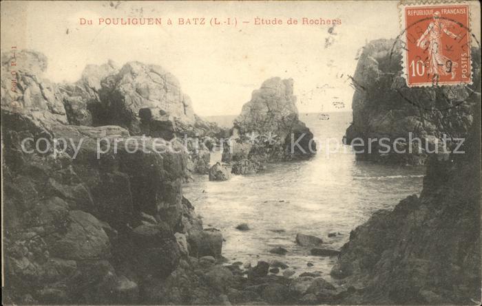 Batz-sur-Mer Etude de Rochers Stempel auf AK