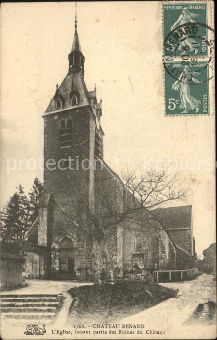 Chateau-Renard Eglise Ruines du Chateau Stempel auf AK